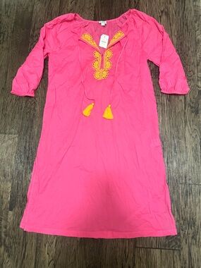 J.Crew Womens Embroidered Cotton Tunic Cover-Up small Pink tassel New